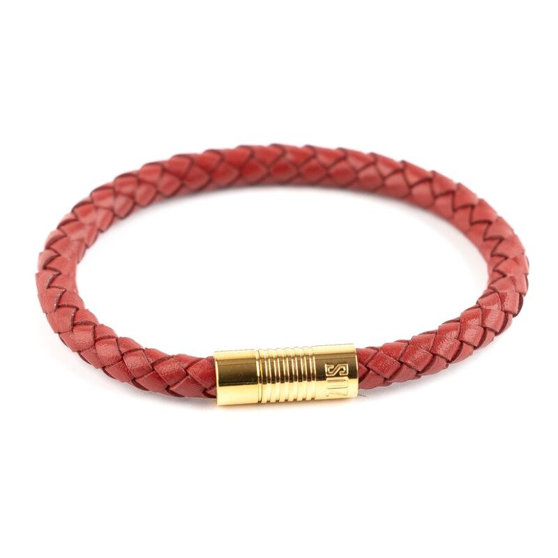 Zus Red 6mm Leather Bracelet Z09