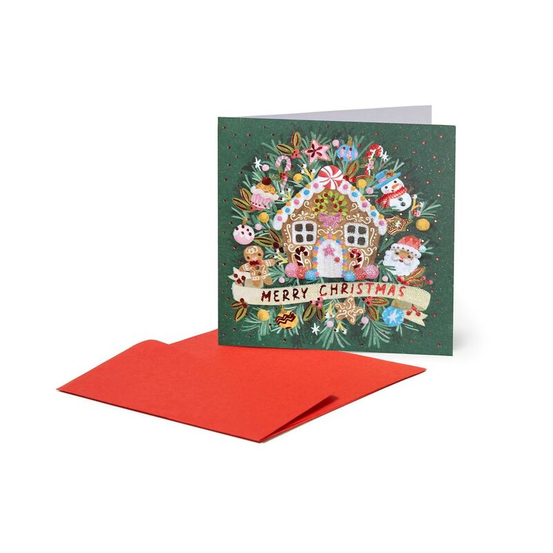 Legami Small Greeting Card - Gingerbread House (7 x 7 cm)