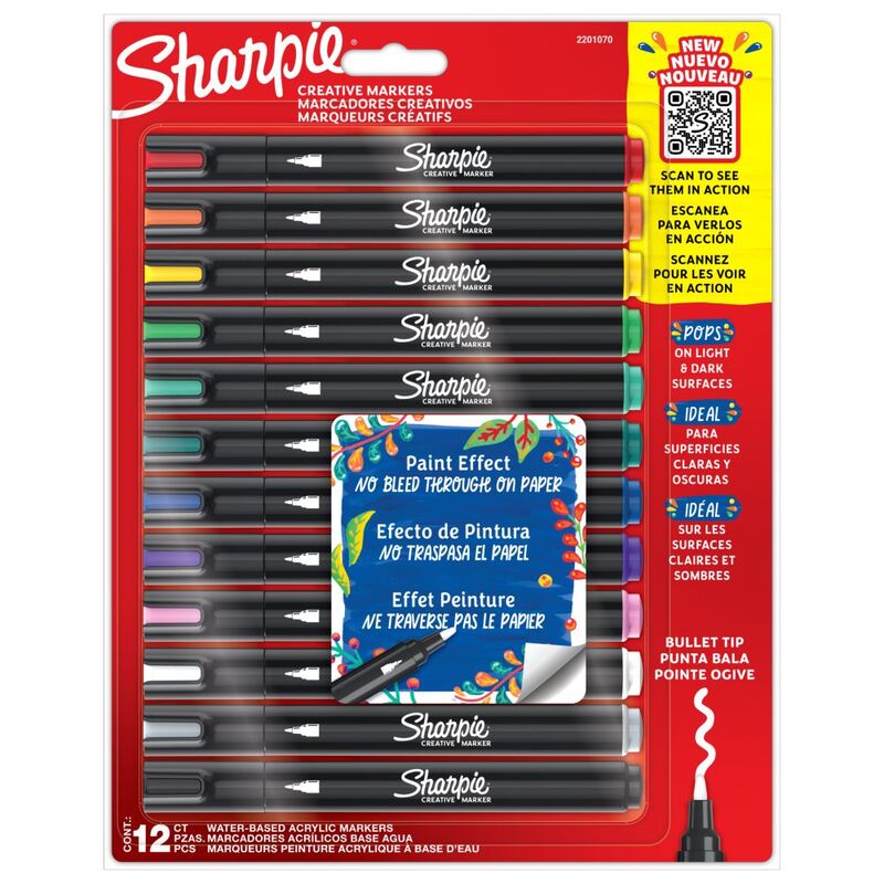 Sharpie Creative Acrylic Colour Bullet Tip Marker Pack (Pack Of 12) Sharpie Creative Acrylic Colour Bullet Tip Marker Pack (Pack Of 12)