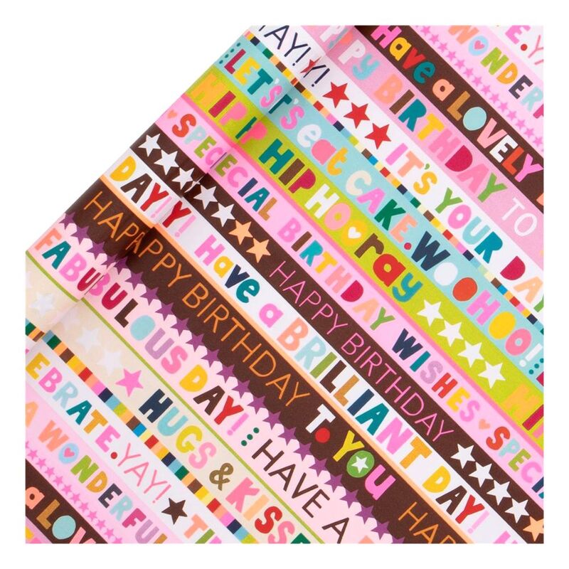 Glick Rollwrap 4M Ps Birthday Stripe Pink