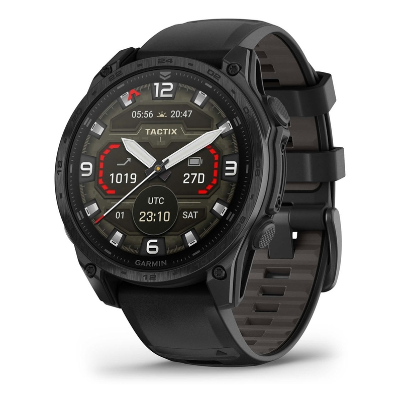 Garmin Tactix 8 47mm Amoled Sapphire Tactical Smartwatch With Applied Ballistics Ultralight Solver - Black DLC Titanium With Black/Pebble Grey Sili...