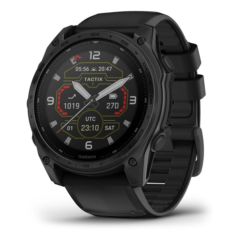 Garmin Tactix 8 51mm Solar Sapphire Tactical Smartwatch With Applied Ballistics Ultralight Solver - Black DLC Titanium With Tactical Black Nylon Ba...