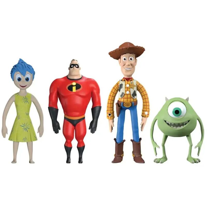 Flexifigs Pixar - Joy - Mike Wazowski - Mr. Incredible - Woody Character Pack (Pack of 4)