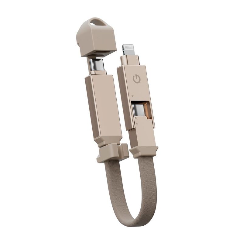 Energea Sheath 2-In-1 C To C + Lightning Cable/ 480Mbps/ 60W/ 15cm -Gold