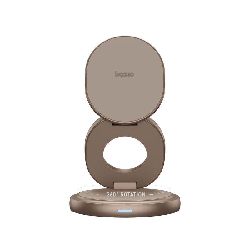 Bazic Gomag Gyre 360 Rotating Base 3 In 1 Wireless Charger With Apple Watch And Airpods Charging - Gold