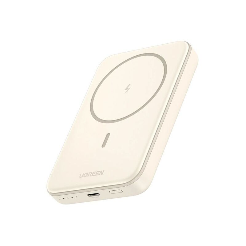 Ugreen Uno Magnetic Power Bank 5000mAh Wirelss Portable Charger/ 20W Fast Charging Battery Pack With Foldable Stand - Beige