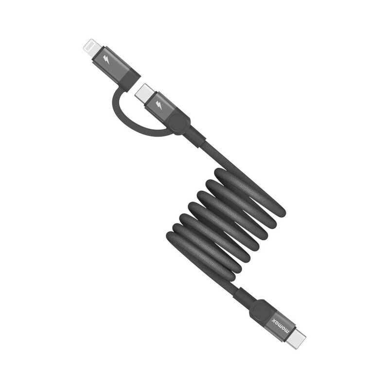 Momax Mag Link USB-C To C & Lightning Magnetic Cable 1M - Black