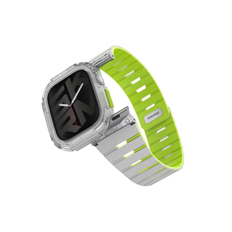 Skinarma Magnetic Apple Watch Strap + Watch Case Bundle 42mm Gemini (Niteglow) - Lime Green