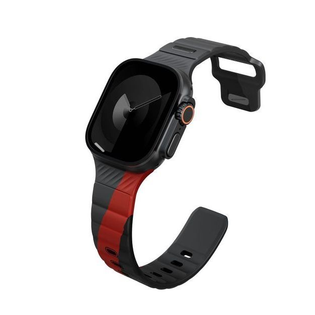 Uniq Stride DE FKM Rubber Apple Watch Strap 49/46/45/44mm - Charcoal/Rosso Red