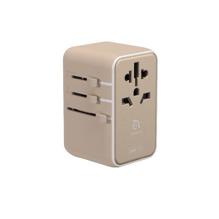 Adam Elements T35L 35W Universal Travel Adapter With Built-In USB-C Cable - Gold