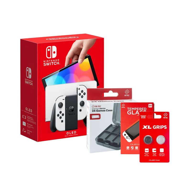 Nintendo Switch OLED White Joy-Con Console + FR-Tec Switch 24 Game Case + FR-Tec Screen Protector + FR-Tec Grips XL (Bundle) Nintendo Switch OLED White Joy-Con Console + FR-Tec Switch 24 Game Case + FR-Tec Screen Protector + FR-Tec Grips XL (Bundle)