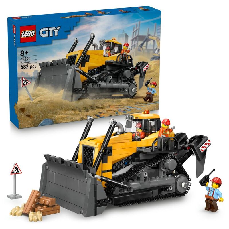 LEGO City Yellow Bulldozer Construction Site Building Toy Playset - 60466 (665 Pieces)