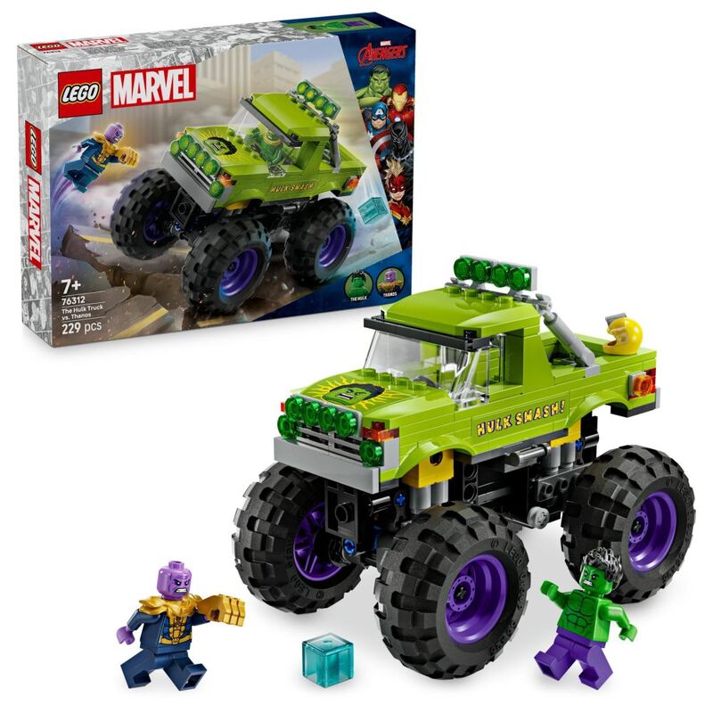 LEGO Marvel The Hulk Truck vs. Thanos Super Hero Building Toy Vehicle - 76312 (243 Pieces)