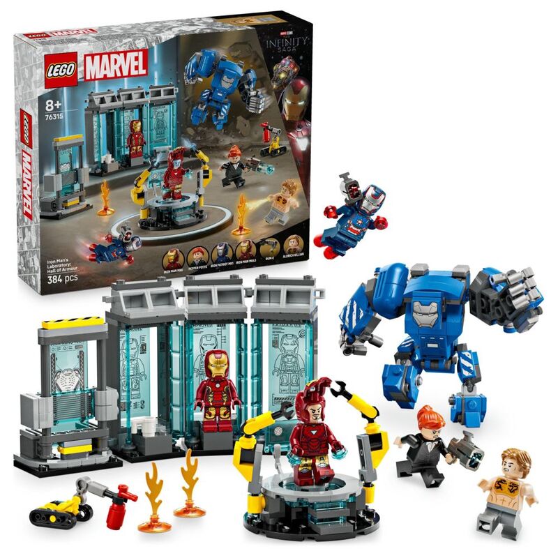 LEGO Marvel Iron Man’s Laboratory - Hall of Armour with Minifigures - 76315 (727 Pieces)