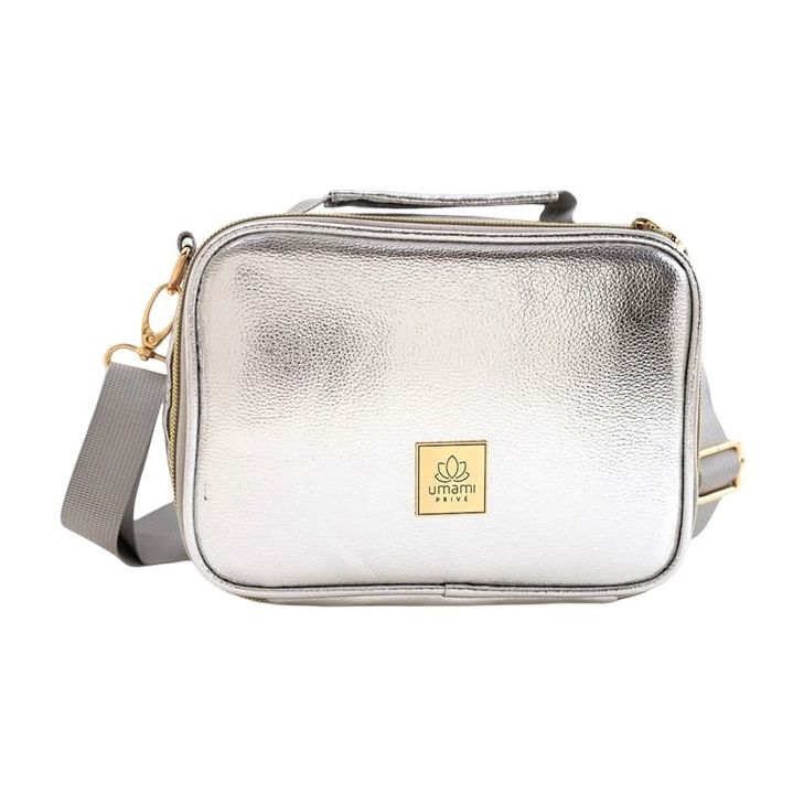 Umami Prive Insulated Leather Lunch Bag Shiny Silver