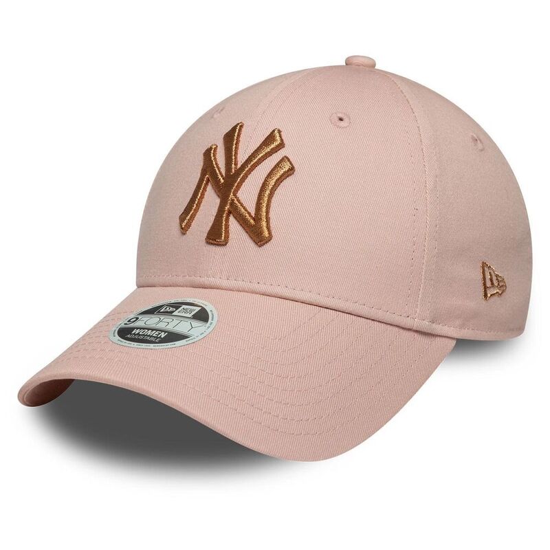 New Era Womens Metallic Logo 9Forty New York Yankees Pastel Pink Cap (One Size)