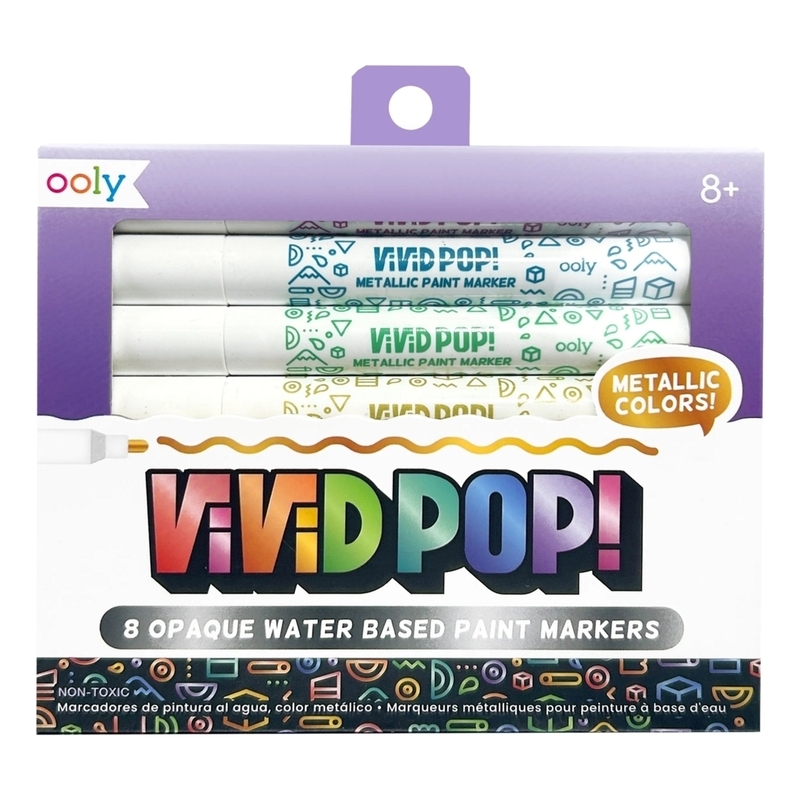Ooly Vivid Pop! Water Based Paint Markers - Metallic - Set Of 8