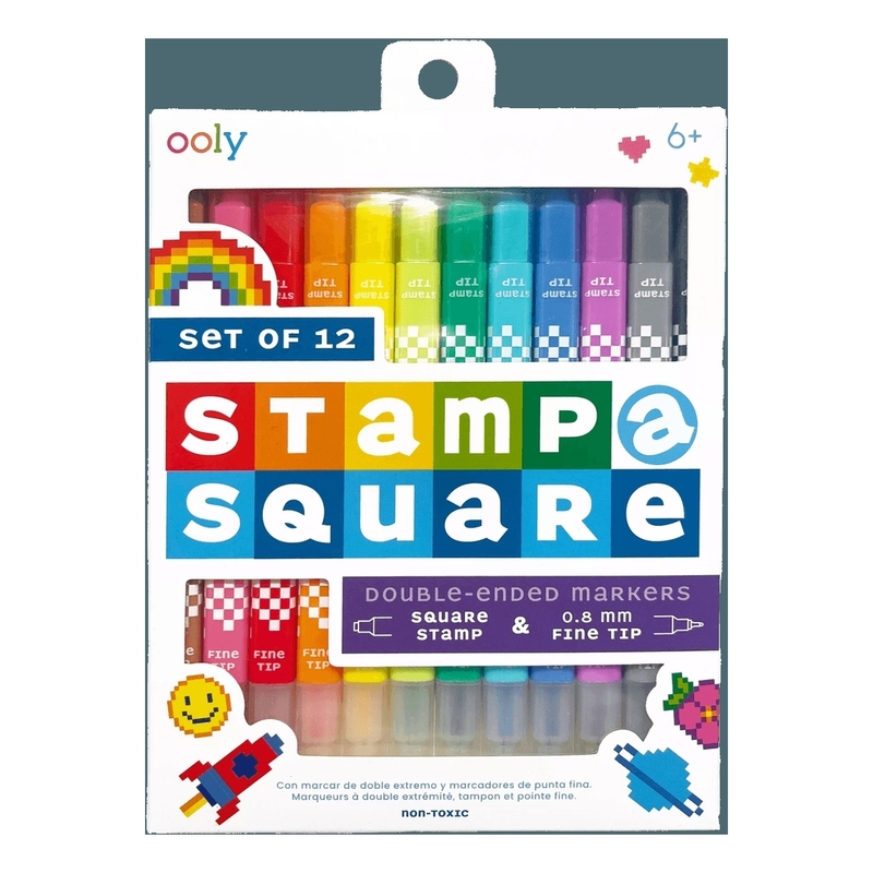 Ooly Stamp-A-Square Double Ended Markers - Set Of 12