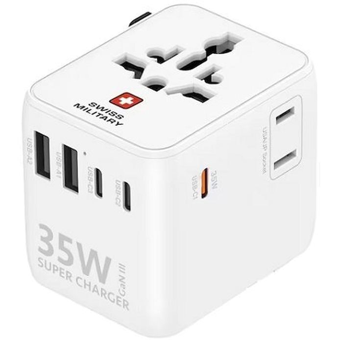 Swiss Military 35W Gan International Travel Charger - White Swiss Military 35W Gan International Travel Charger - White