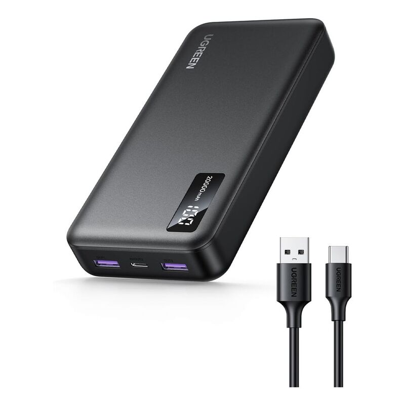 UGREEN PB521 20000mAh PD 30W Power Bank USB-C Cable - White UGREEN PB521 20000mAh PD 30W Power Bank USB-C Cable - White