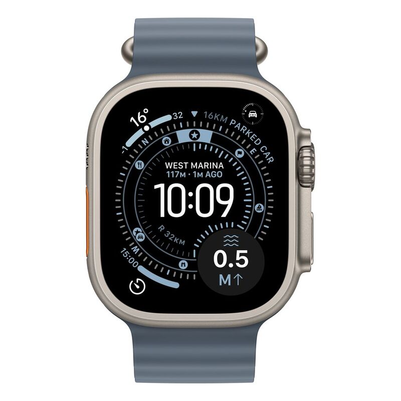 Apple Watch Ultra 3 GPS + Cellular 49mm Natural Titanium Case with Anchor Blue Ocean Band