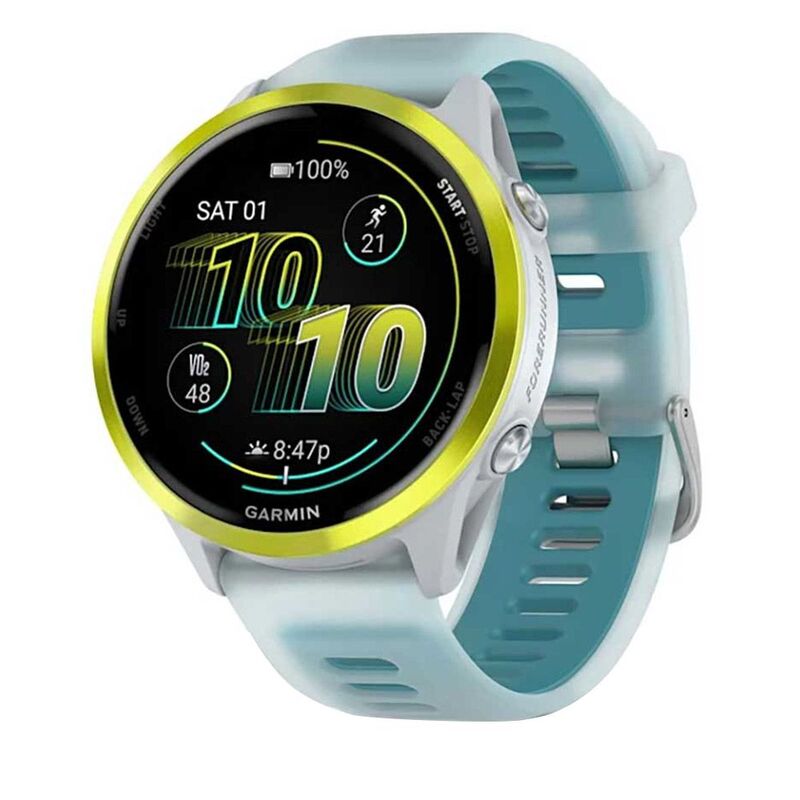 Garmin Forerunner 570 47mm Amp Yellow Aluminium Smartwatch with Translucent Whitestone/ Turquoise Band Garmin Forerunner 570 47mm Amp Yellow Aluminium Smartwatch with Translucent Whitestone/ Turquoise Band