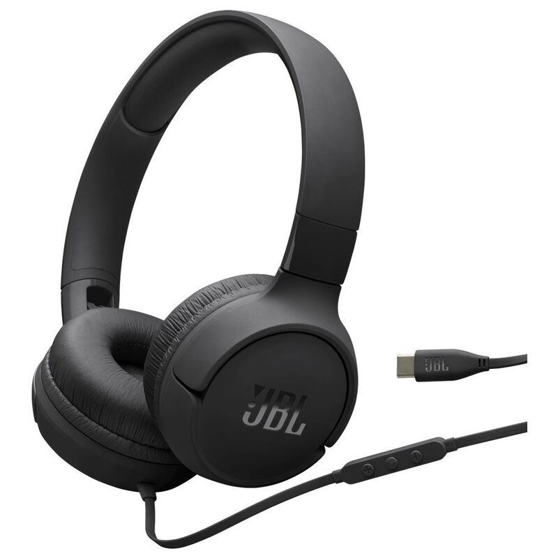 JBL Tune 520C USB-C Wired On-Ear Headphones - Black