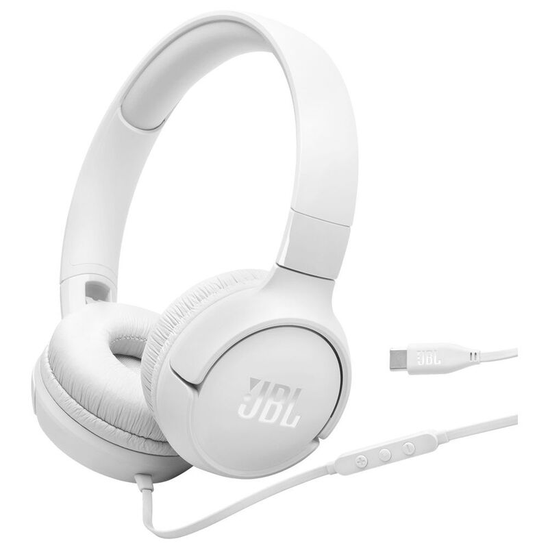 JBL Tune 520C USB-C Wired On-Ear Headphones - White