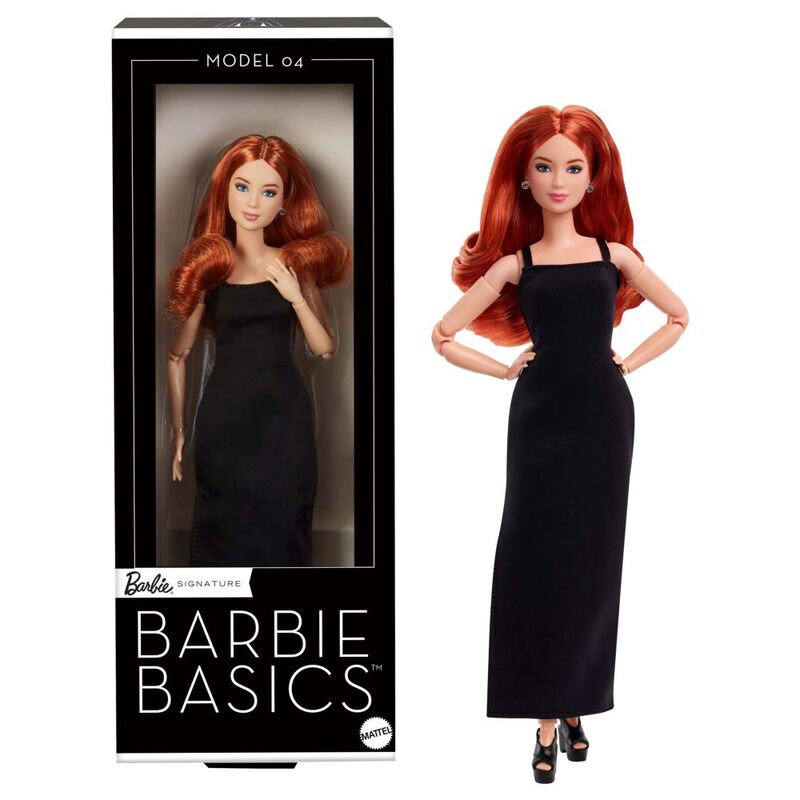 Mattel Barbie Basics Red Curly Hair With Black Long Dress Doll Mattel Barbie Basics Red Curly Hair With Black Long Dress Doll