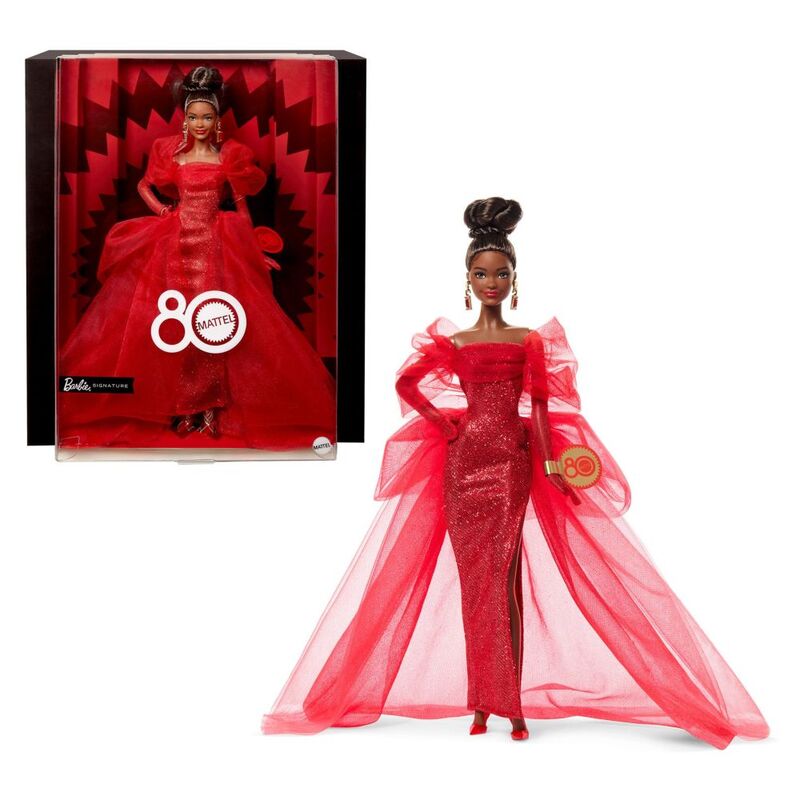 Mattel Barbie 80th Anniversary Brunette Ruby Red Doll