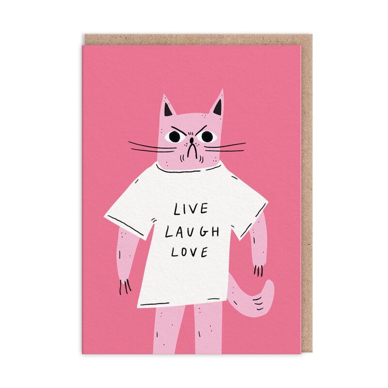 Ohh Deer Live Laugh Love Cat Greeting Card (A6)