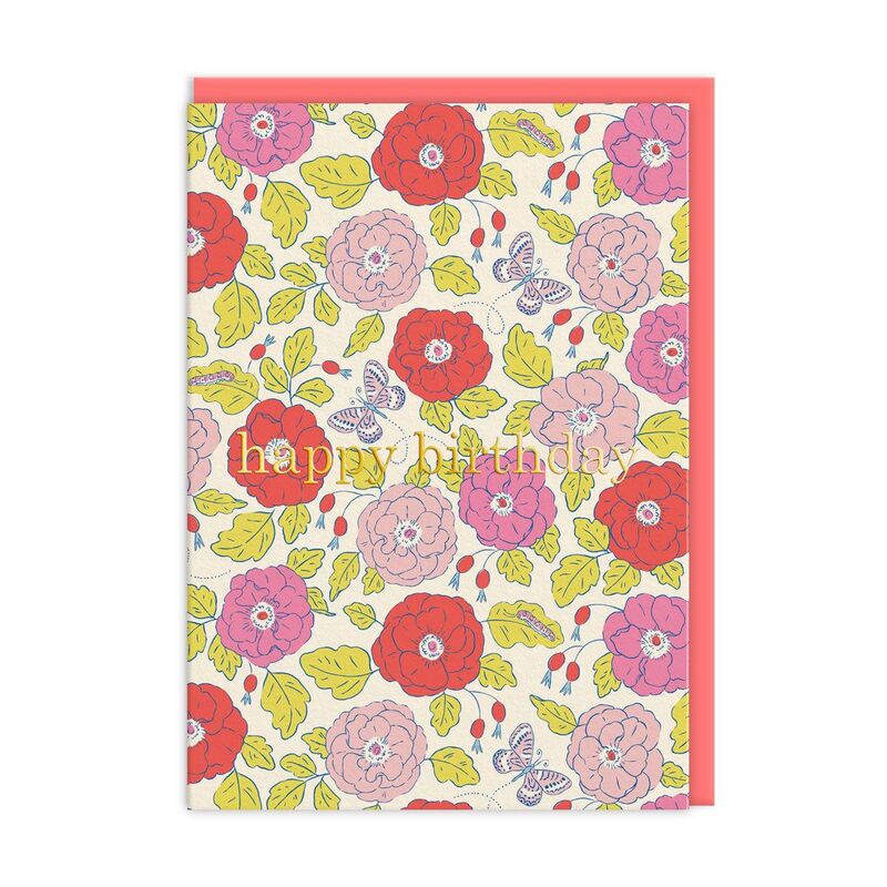 Ohh Deer Butterfly Floral Happy Birthday Greeting Card (A6)