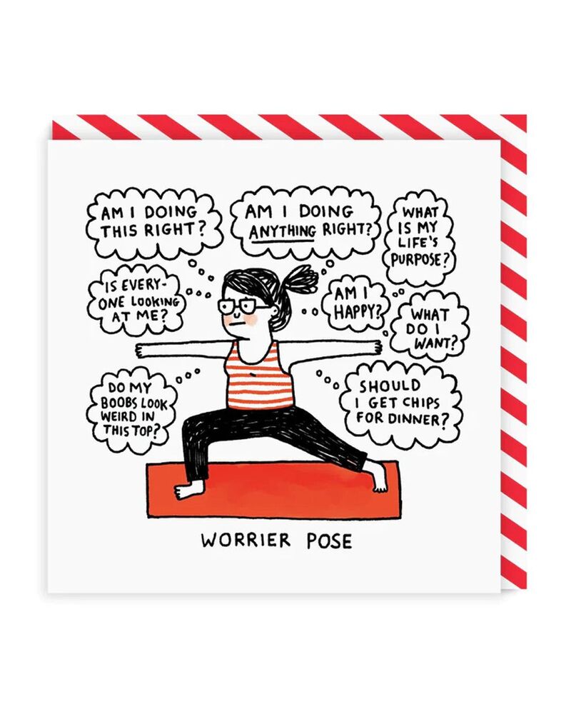 Ohh Deer Worrier Pose Greeting Card (Sq) Ohh Deer Worrier Pose Greeting Card (Sq)