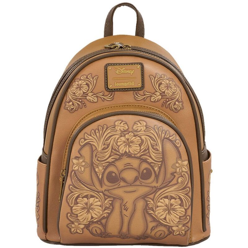 Loungefly Leather Disney Stitch Brown Tooling Debossed Mini Backpack Loungefly Leather Disney Stitch Brown Tooling Debossed Mini Backpack
