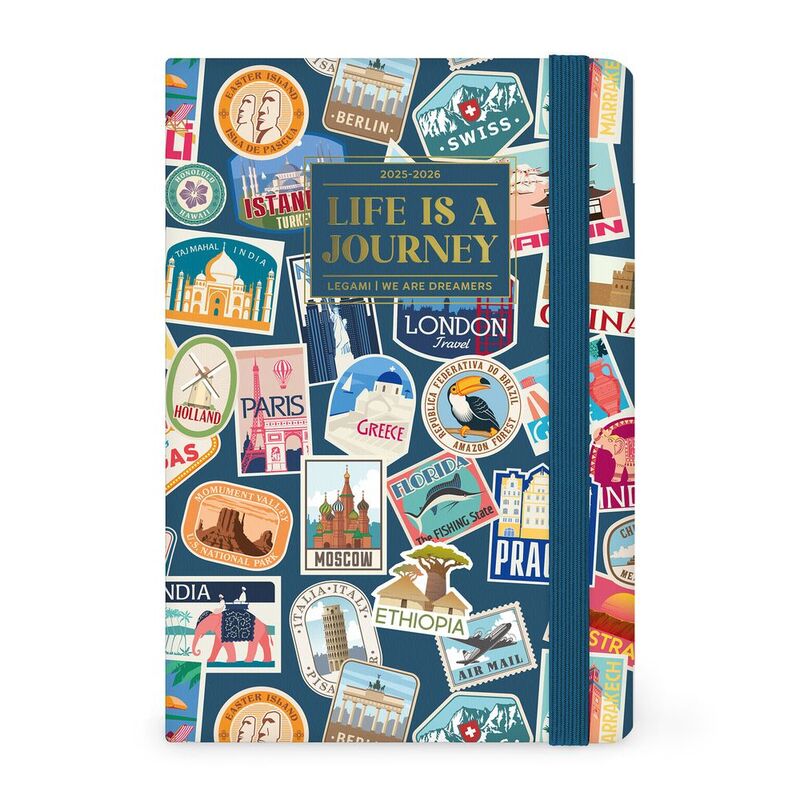 Legami 16 - Month Diary - 2025/2026 - Medium Photo Weekly Diary - Travel Stickers Legami 16 - Month Diary - 2025/2026 - Medium Photo Weekly Diary - Travel Stickers