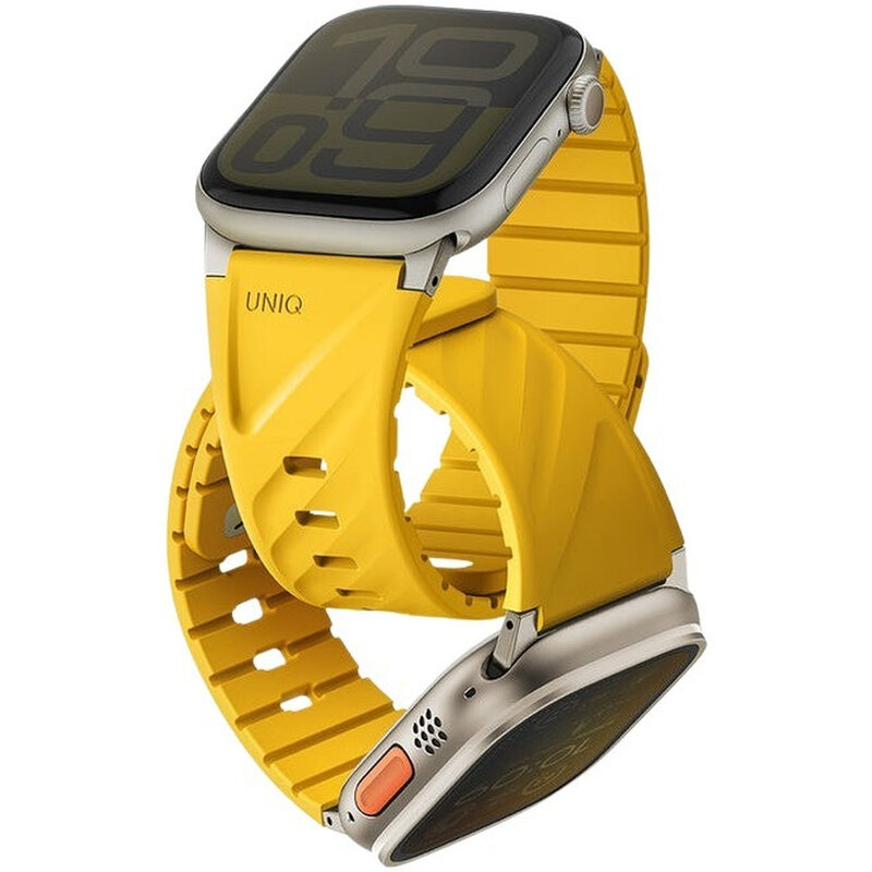 UNIQ Fluo Magnetic Apple Watch Strap With Connector Bundle 49/40mm - Golden Yellow