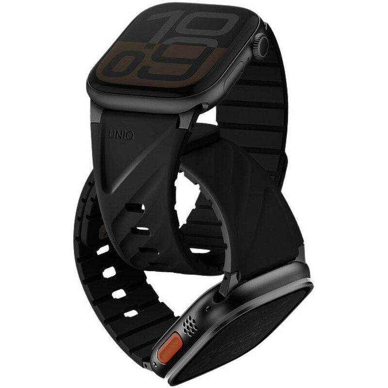 UNIQ Fluo Magnetic Apple Watch Strap With Connector Bundle 49/40mm - Midnight Black