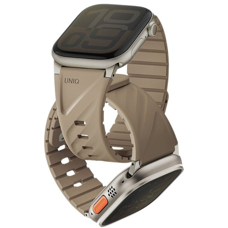 UNIQ Fluo Magnetic Apple Watch Strap With Connector Bundle 49/40mm - Soft Sand
