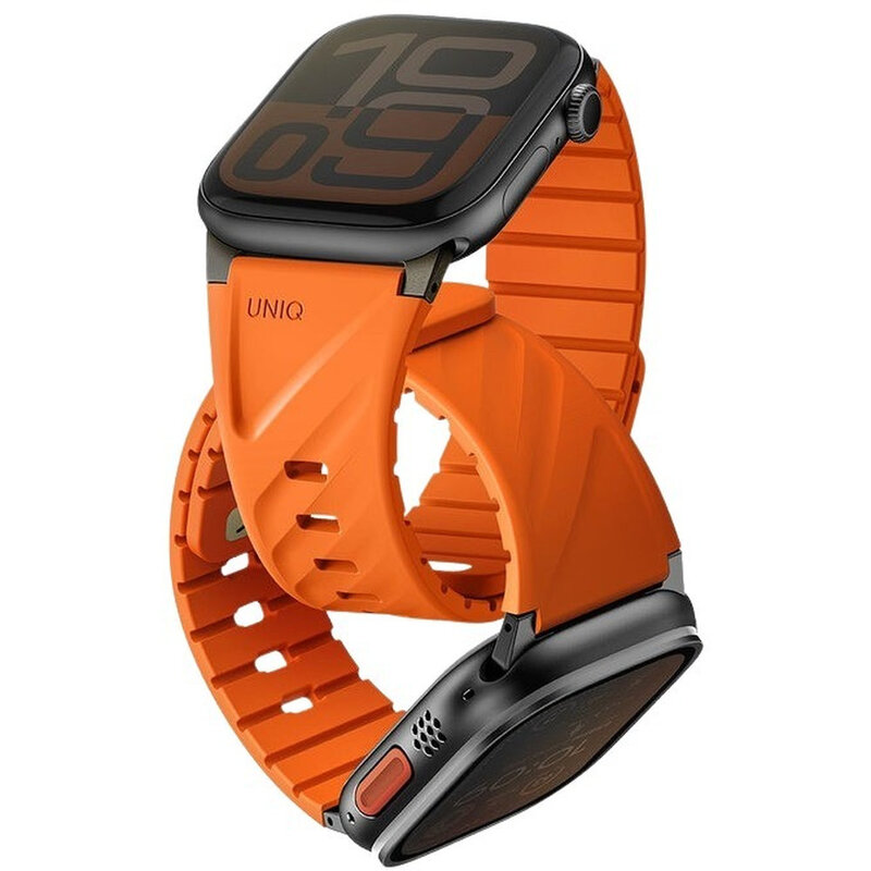 UNIQ Fluo Magnetic Apple Watch Strap With Connector Bundle 49/40mm - Volt Orange