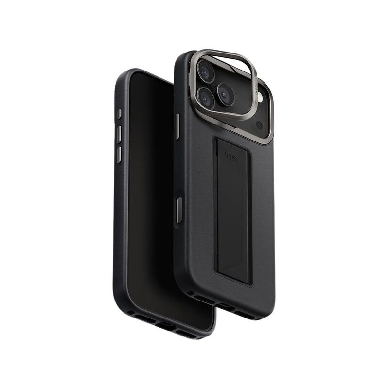 UNIQ Hybrid iPhone 17 Pro 6.3-Inch (2025) Heldro Pro MagClick With Camera Stand - Dallas Black