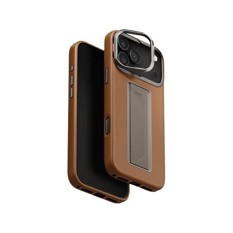UNIQ Hybrid iPhone 17 Pro 6.3-Inch (2025) Heldro Pro MagClick With Camera Stand - Caramel