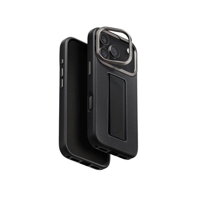 UNIQ Hybrid iPhone 17 Pro Max 6.9-Inch (2025) Heldro Pro MagClick With Camera Stand - Dallas Black