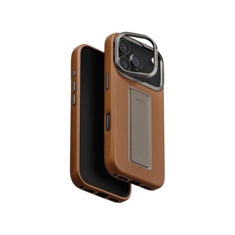 UNIQ Hybrid iPhone 17 Pro Max 6.9-Inch (2025) Heldro Pro MagClick With Camera Stand - Caramel