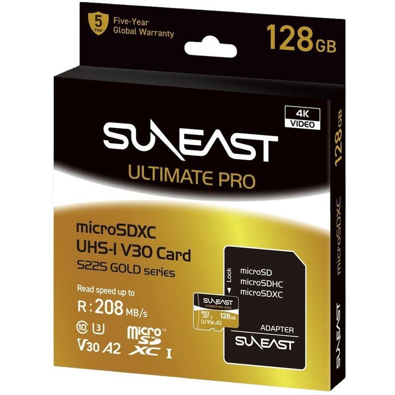 Suneast Ultimate Pro MicroSDXC UHS-I V30 DDR225 Series (With Adapter) - 128GB Suneast Ultimate Pro MicroSDXC UHS-I V30 DDR225 Series (With Adapter) - 128GB