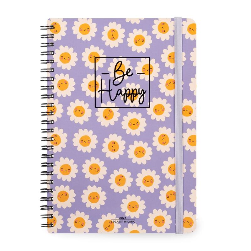 Legami 12-Month Diary - 2024 - Large Weekly Spiral Bound Diary - Daisy