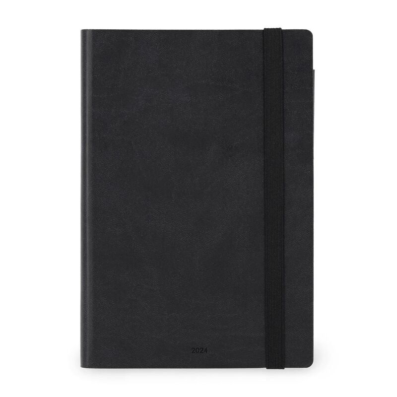 Legami 12-Month Diary - 2024 - Medium Weekly Diary with Notebook - Black