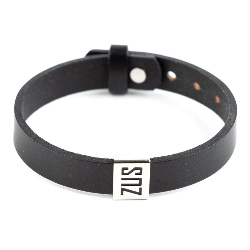 Zus Flat Black Leather Bracelet Z17