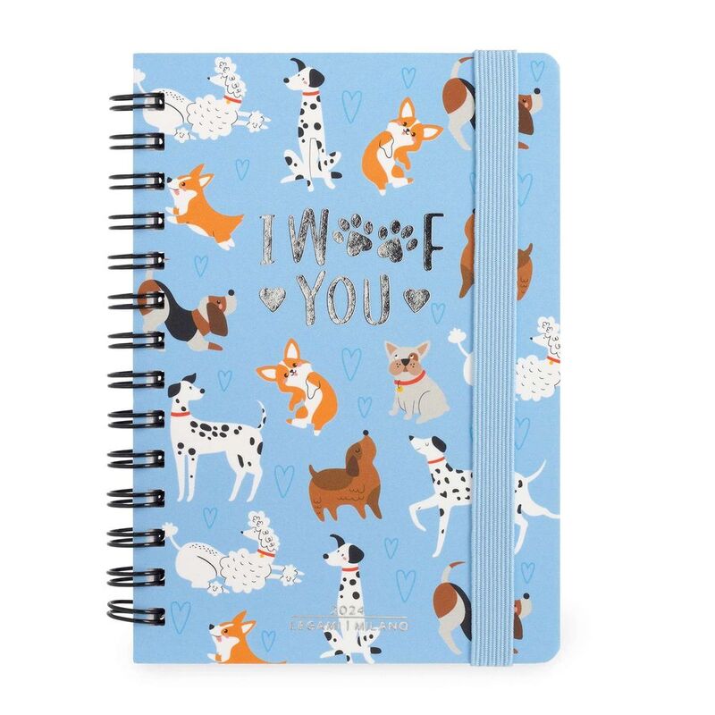 Legami 12-Month Diary - 2024 - Small Weekly Spiral Bound Diary - Dogs