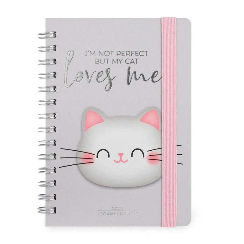 Legami 12-Month Diary - 2024 - Small Weekly Spiral Bound Diary - Kitty