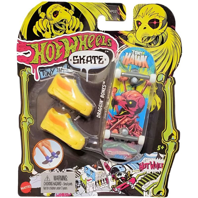 Hot Wheels Skates Neon Bones Tony Hawk Draggin Bones Fingerboard & Shoe HPG33